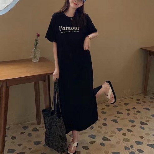 리니픽 데일리 여성 캐주얼 롱 박스 원피스