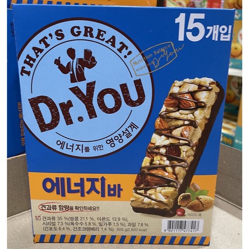닥터유에너지바 40g x 15입 600g, 15개