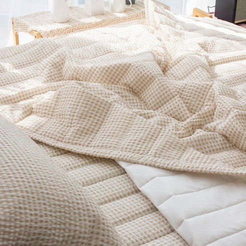 체크 60수 순면 + 시어서커 여름 차렵 이불 세트 슈퍼싱글 퀸