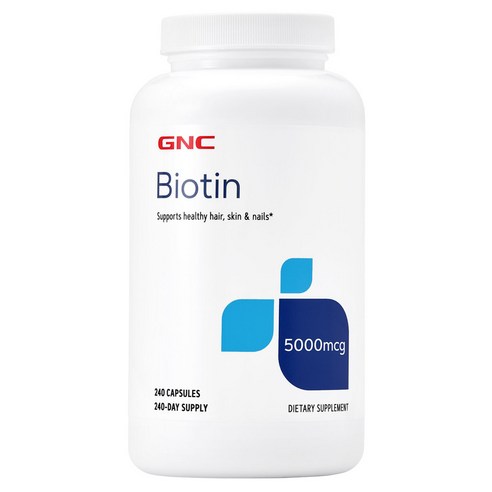 GNC 비오틴 5000mcg 글루텐 프리 무설탕 캡슐, 120정, 2개