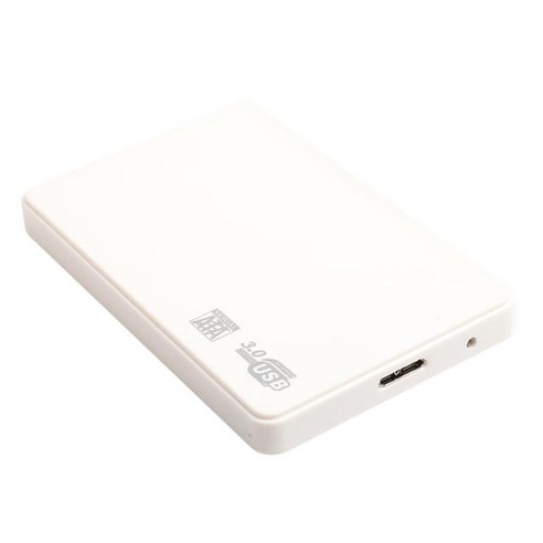 2.5인치 SATA 외장 하드 드라이브 HDD/SSD 인클로저 충격 방지 ABS 케이스 - 노트북 고속 화이트용 USB 3.0 인터페이스, 2T, 126x82x15mm, 화이트