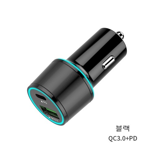 KORELAN 차량용 충전기QC30 급속 충전 UL2089 차량용 충전기 1개용 USB 2개, 블랙 QC3.0+PD