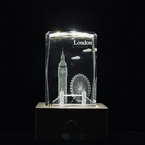 3D 크리스탈 세계 랜드마크 피규어 기념품 + 무선 LED 무드등