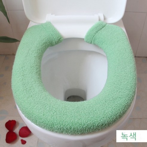 재킷 화장실 매트 대형 초두께 버튼 화장실 커버, 녹색