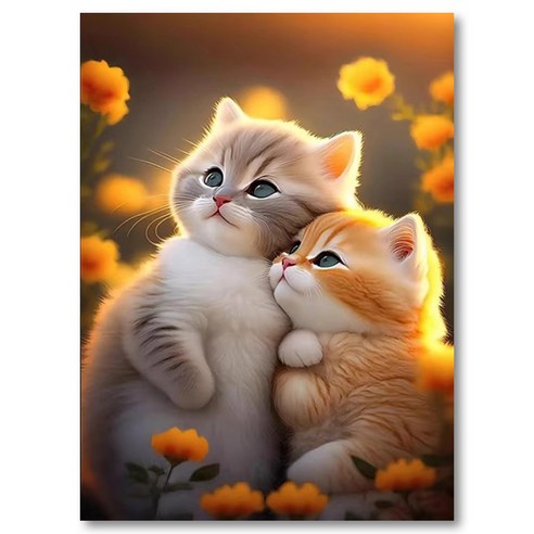 상덕 보석십자수 DIY 키트 캔버스형 액자40 x 50cm, 1개, 사랑하는 고양이 40*50cm