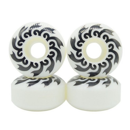 Monland 4 개 52Mm 화이트 전문 스케이트 보드 휠 100A 경도 더블 로커 다운스피드 슬라이딩, 하얀