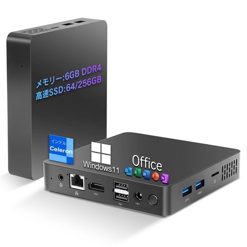 PC Windows11 MS Office 2019 mini pc 6GB DDR464GB+256GB SSD pc Celeron N3350 2.4GHz Mini pc HDMI+VGA 5G Wi-Fi Biuetooth Dobios PC 미니 조용한, 64GB