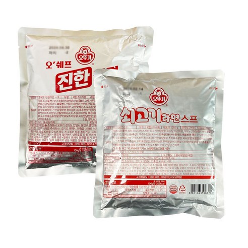 오뚜기 진한라면 스프+쇠고기라면 스프 각1봉, 285g, 1세트