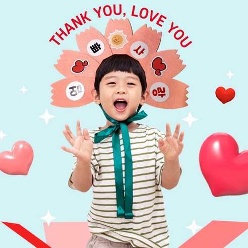 카네이션 머리띠 가면 아기 인간 어버이날 스승의날 화환 선물 만들기 완제품, 머리띠(핑크)만(문구미포함), 1개