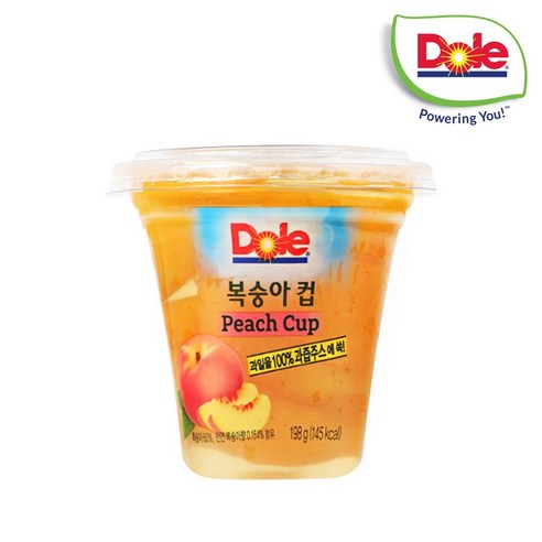 Dole 돌 간편 컵과일 후룻컵198g /복숭아컵 x1개/간편과일/통조림과일/통조림복숭아, 2개, 198g