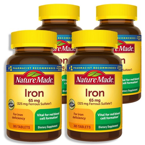 Nature Made 네이처메이드 철분 Iron 65mg 365정 4병, 4개