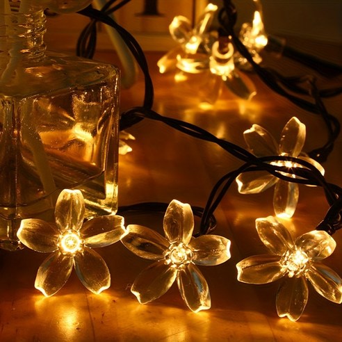 태양광 벚나무 램프 5m 20전구 정원등 led 태양광 8가지 모드 캠핑 옥외전구, 4개, warm light