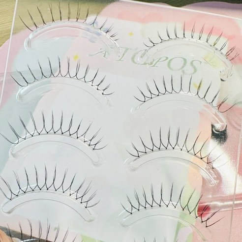 Atopos 인조 속눈썹 U형 걸그룹 속눈썹 포인트 연장 아이래쉬 재사용가능 5쌍입, 1개