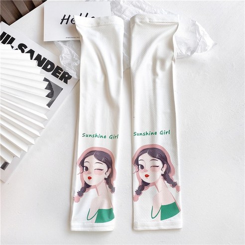 DFMEI 래쉬가드 여름 캐릭터 아이스 아이스 자외선 차단 슬림 아이스 슬리브 나그랑 팔 보호대, DFMEI 에어 아이스 - 선쉬ine girl