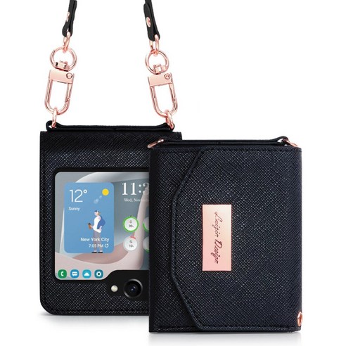 갤럭시 Z플립5 - 키치 지폐 카드 수납 월렛 핸드폰 케이스 + 핸드스트랩