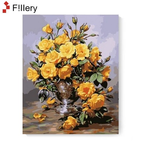 FiIIery DIY 명화그리기 해바라기그림 풍경화 꽃 유화 세트 40 x 50cm, 64-명화 화훼M, 1개