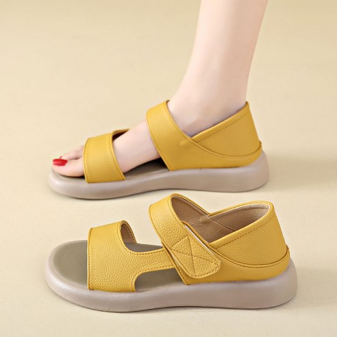 Modern Fashion 심플한 통굽 스트랩 샌들 여름 뮬 슬리퍼