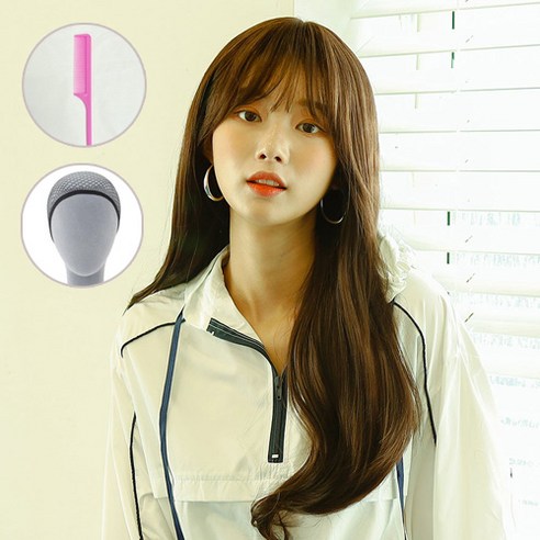 가발매니아 밀키웨이브 66cm 더 썸 위그 통가발 전체가발 (고열사)+가발망1개+꼬리빗 1개, 초코브라운