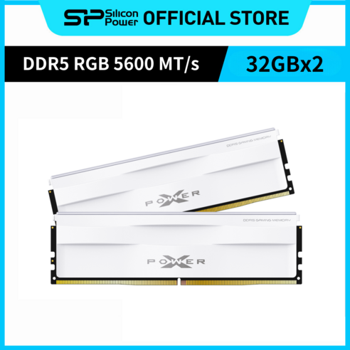 실리콘파워 Silicon Power RGB DDR5-5600 32GB*2 CL40 PC5-44800 데스크탑 메모리 램, 화이트, 2개