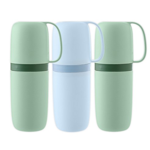 긱보드 휴대용 칫솔 양치컵 케이스 세트, 그린,블루