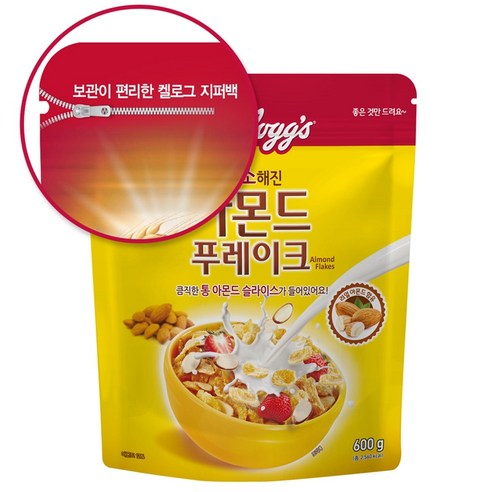 켈로그 아몬드 푸레이크 (600G), 600g, 1개 
과자/초콜릿/시리얼