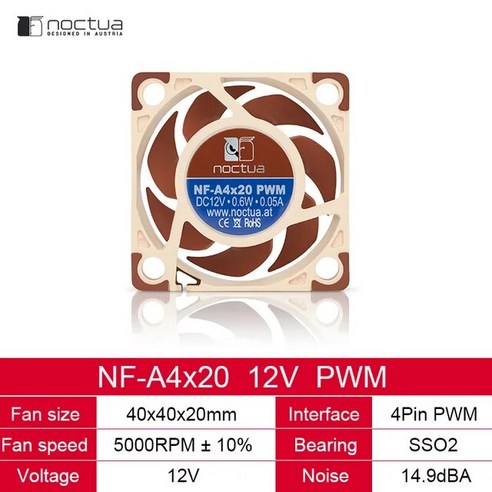 Noctua NF-A4x20 40x40x20mm 냉각 팬 5V/12V 및 3pin /4pin PWM 컴퓨터 케이스 냉각 CPU 냉각기 라디에이터 교체 팬, 12v 4pin Pwm 녹투아12v Best Top5