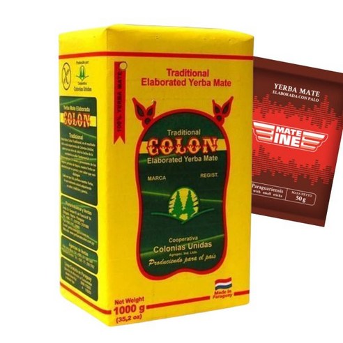 예르바 마테차 Set Colon Tradicional 1 kg | Paraguya 차 마테차ine 카페인 50 g Elaborada con Palo Loose Leaf 1050 Best Top5