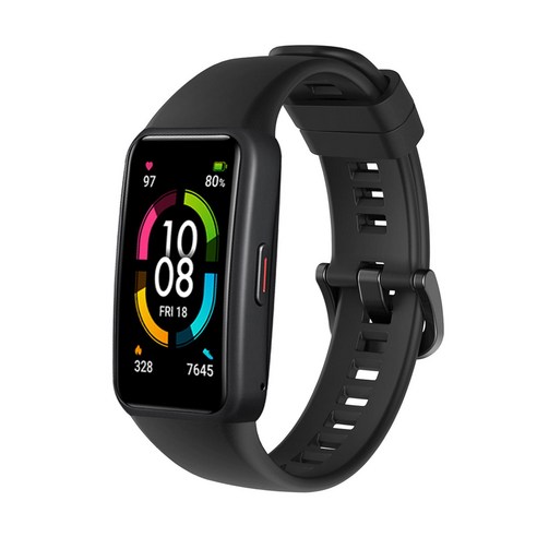 dodocool Honor Band 6 실리콘 교체 스트랩, 검은 색, 견장