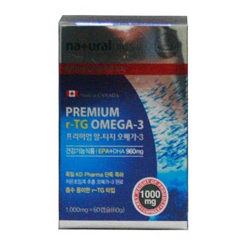 내추럴플러스 프리미엄 알티지오메가3 1 000mg x 60캡슐 rTG 청소년 임산부 오메가쓰리