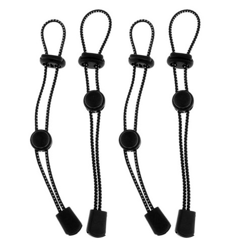 4x 배낭 지팡이 지팡이 조정 가능한 스트랩 탄성 로프 매는 밧줄, 블랙, 19cm, 탄성 로프, 플라스틱