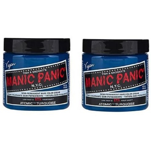 매닉패닉 MANIC PANIC 아토믹 터콰이즈 헤어 염료 - 클래식 고전압 반영구적 염색약 생생한 아쿠아 셰이드(녹색 언더톤) 비건 PPD 및 암모니아 무함유 여성 남성 염색용(, 1개