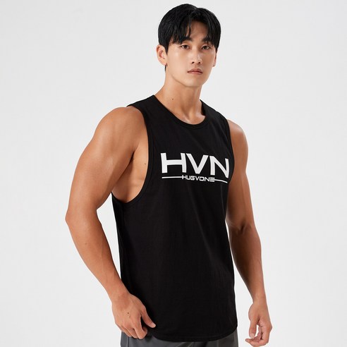 허그본 빅로고 HVN 민소매 헬스나시