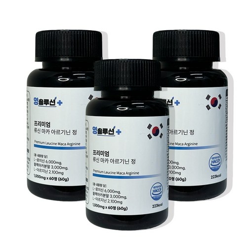 영솔루션 산양유 단백질 프리미엄 류신 마카 아르기닌 정 1 000mg, 3개, 60정