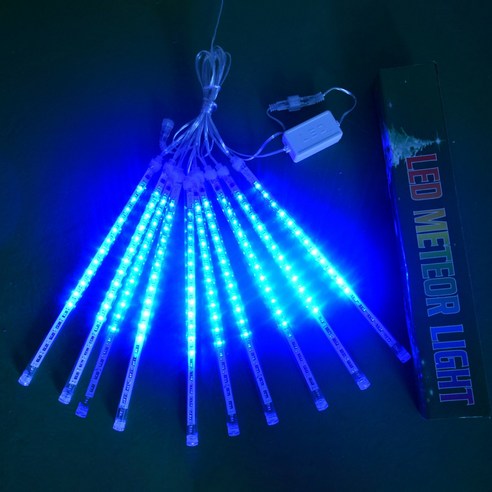 브랜드없음 30cm 파티 LED 조명 샤워 비 강설사 크리스마스 트리 정원 야외, 푸른