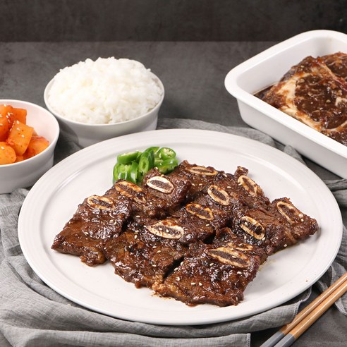 셰프애찬 수제 LA양념 소 갈비, 4개, 500g