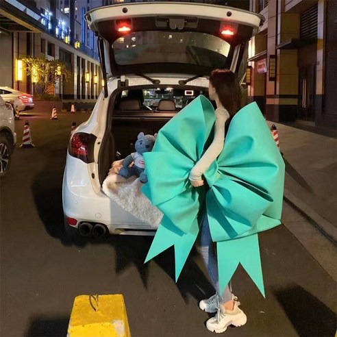 대형 리본 크리스마스 장식품 파티용품 웨딩카장식 크리스마스 선물 장식 소품 생일파티 대왕리본 DIY 이벤트리본 다색, 2개, 티파니 블루