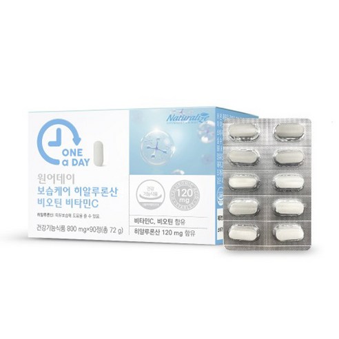 네추럴라이즈 원어데이 보습케어 히알루론산 비오틴 비타민C 72g, 1개, 800mg x 90정 (3개월분), 90정