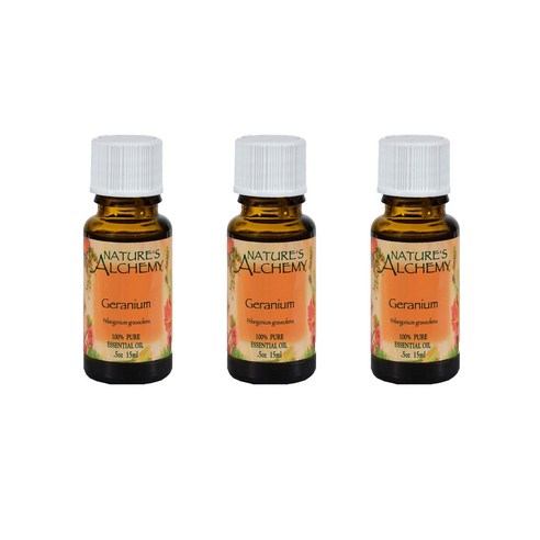네츄럴스알케미 제라늄 퓨어 에센셜 오일, 15ml, 3개