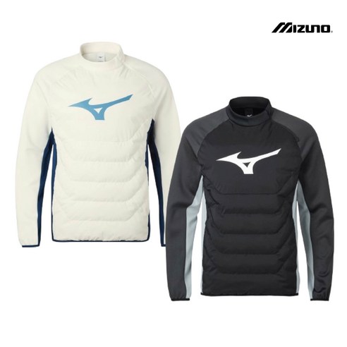 미즈노 HYBRID PADDING PISTE 남성용 겨울철 스포츠 패딩 피스테 바람막이(아이보리 블랙)