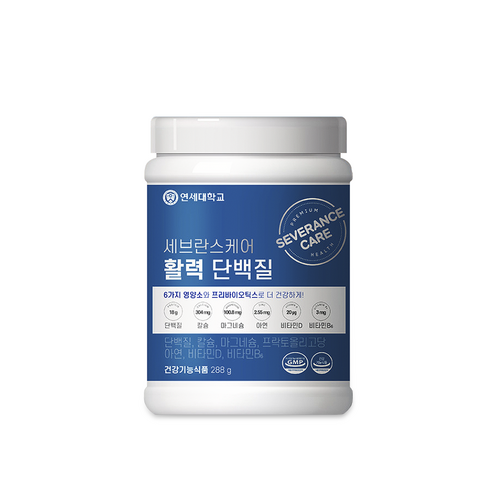 세브란스케어 활력단백질 1통 프리미엄 유청 식물성 유산균 프로틴 파우더 분말, 288g, 1개