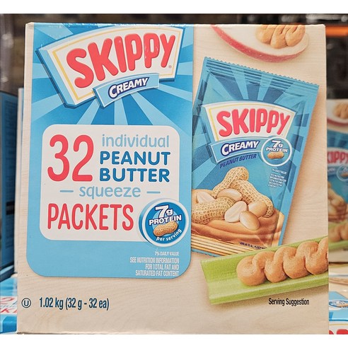스키피 파우치형 크리미 땅콩버터, 스키피 크리미 땅콩버터 파우치형 32개입, 32g, 32개
