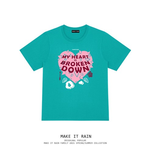 DFMEI Ulzzang 다크 스타일 힙합 커플 한국어 스타일 여름 새로운 맞춤 사랑 인쇄 반팔 티셔츠 패션 브랜드