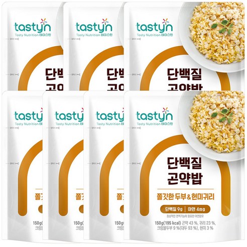 종근당건강 테이스틴 단백질 곤약밥 쫄깃한 두부 & 현미귀리, 150g, 7개