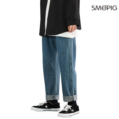 SMOPIG 봄가을 캐주얼 데님 팬츠