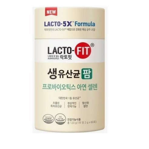 종근당건강 락토핏 5X 포뮬러 생유산균 팜 2g 60포 포스트바이오틱스 셀렌 아연, 120g, 1개