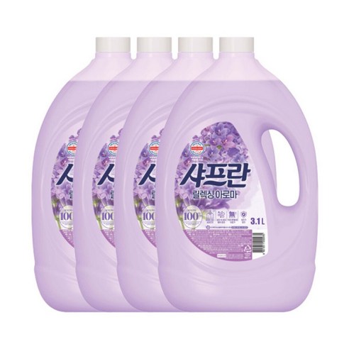 샤프란 섬유유연제 릴렉싱아로마 본품, 3.1L, 4개