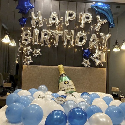 Pappy Boom 생일파티 데코레이션 풍선 세트, 1개, #6016 오션 파티 + 샴페인