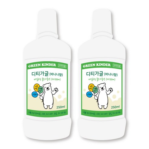 디티불소가글250ML 바나나향 식약처허가제품 매일하는불소 227ppm 합성성분 10무첨가 에코서트 USDA 할랄 코셔성분 첨가, 250ml x 2개(2입박스X1개), 2개