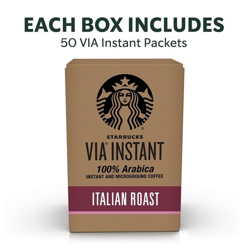 Enjoy Starbucks' iconic Italian Roast blend in the comfort of your own home with Starbucks VIA Instant Coffee.