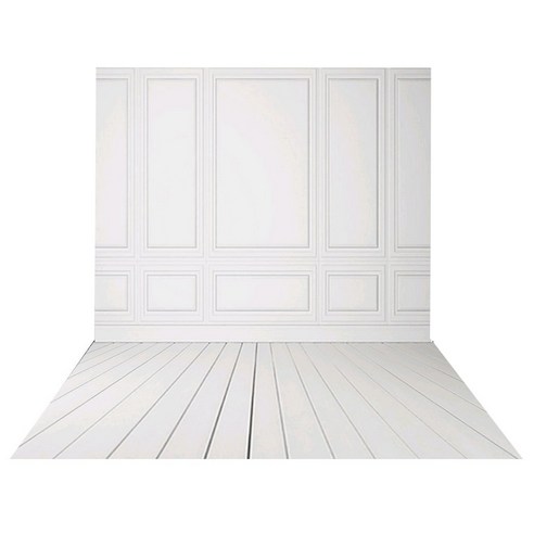 AFBEST 3x5ft 비닐 사진 배경막 흰색 벽돌 벽 나무 바닥 웨딩 배경 스튜디오, 하얀